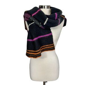 Nordstrom Purple Black Metallic Stripe Boho Chunky Knit Long Acrylic Scarf 70x21